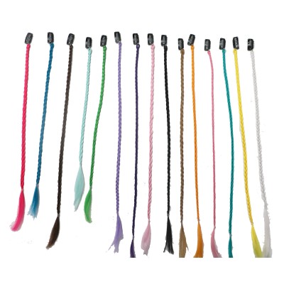 LeeWin Single Color Straight Clip em extensões de cabelo com três fios pequenos tranças de cabelo coloridas extensões de cabelo arco-íris para crianças presentes femininos Destaques da festa de Natal de Halloween