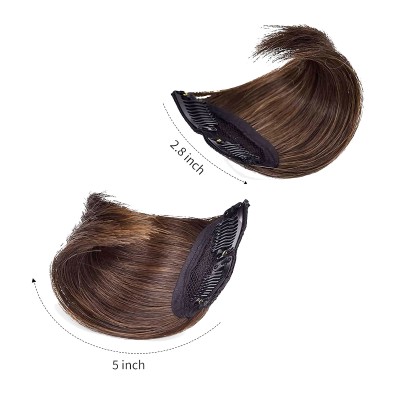 LeeWin 2 pack 4 inch Short Thick Hairpieces Adding Extra Hair Volume Clip in Hair Extensions Hair Topper for Thinning Hair Women