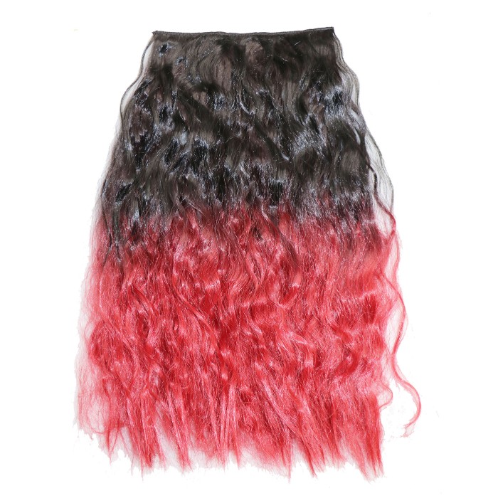 LeeWin 4Pcs/Set Mais wellige Ombre Farbe Clip on Haarverlängerungen Synthetische Haarteile für Frau Mädchen Haarverlängerungen Haarteile Clip in sieht schön aus