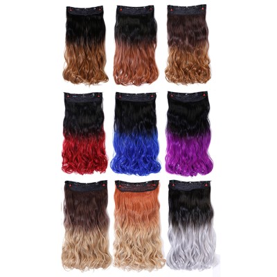 LeeWin Ombre Color Body Capelli Stile Riccio 5 Clip su Estensione Dei Capelli Pezzi Di Capelli Sintetici Per I Bambini Regali Delle Donne