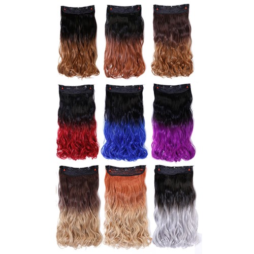 LeeWin Ombre Color Cuerpo Estilo Rizado Cabello 5 Clips en Extensiones de Cabello Piezas de Cabello Sintético para Niños Regalos de Mujer