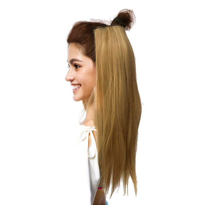 LeeWin Jednokolorowe włosy w prostym stylu 5 klipsów do przedłużania włosów Syntetyczne treski dla dzieci Prezenty dla kobiet