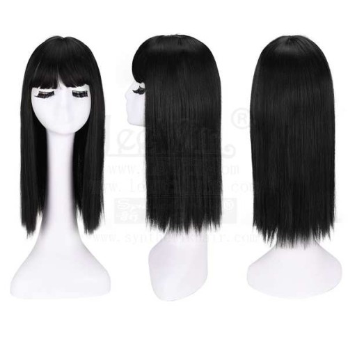 Hair Toppers Med Bangs For Women Clip In Crown Topper Silk Base Top Hairpieces Syntetisk hår Toupee Wiglet Replacement Topper På Closure Hair Extensions 12 tommer