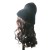 LeeWin Knitted Beanie Hat with Hair Piece, Beanie with Curly Velcro Synthetic Hair Piece Attached for Women Girls Winter Single Color