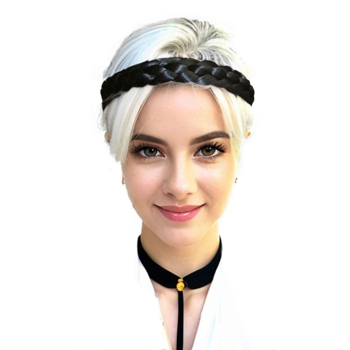 Diadema trenzada bohemia de cinco hebras - Banda para el cabello de un solo color hecha a mano para mujeres, goma elástica ajustable y goma para el cabello - Accesorios para el cabello de moda