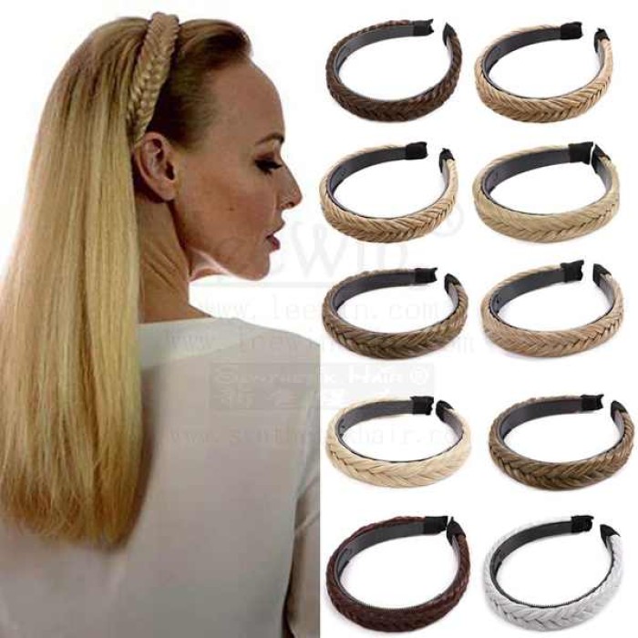 Multi-kleuren Europese en Amerikaanse Bohemia Fashion LEEWIN Handgemaakte Fishtail Braid met 2 cm breedte Dubbele rij tanden Plastic hoofdband, rubberen band haarband, haarband, hoofdtooi, haaraccessoires fabrieksprijs groothandel