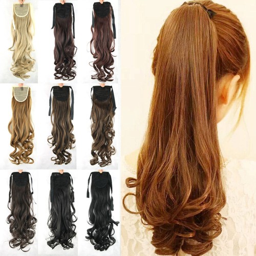 LeeWin Single color straight hair fiber bandage ponytail wig high temperature silk hair extension factory wholesale hair accessories