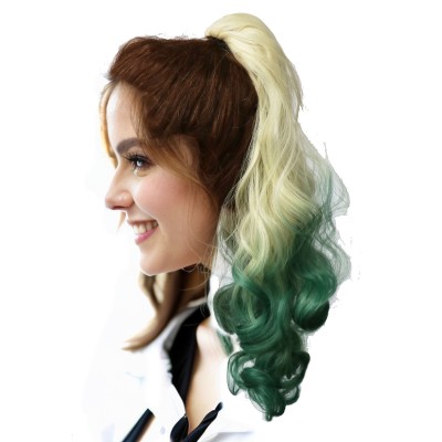 Ombre Color Ponytail Extension Wrap Around Curly Wave Estensioni Dei Capelli Sintetico Coda di Cavallo Parrucchino per Le Donne Ragazze