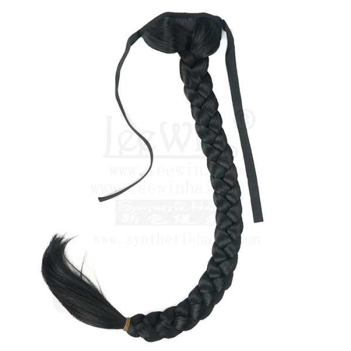 単色ツイスト編組3ストランドヘアブレード包帯ポニーテールウィッグ高温シルクヘアエクステンション工場卸売ヘアアクセサリー
