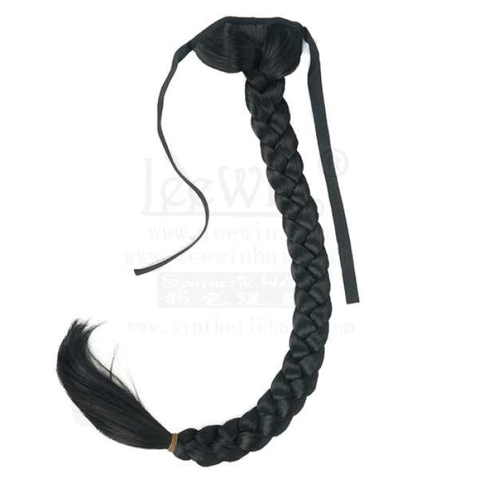 O singură culoare Twist împletitură trei fire de păr împletituri bandaj coadă de cal perucă de mătase la temperatură ridicată extensie de păr fabrică en-gros accesorii pentru păr