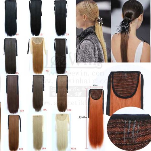 Single color straight hair fiber bandage ponytail wig high temperature silk hair extension factory wholesale hair accessories