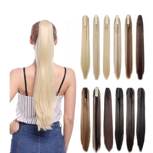 Single Color Straight Ponytail Extension Claw Clip in Ponytail Hair Extensions Synthetic Hair Pieces for Women Pony Tail