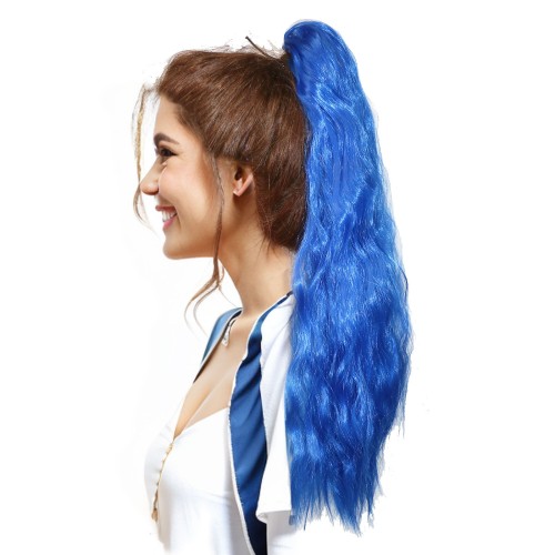 İpli Tek Renk Mısır Kıvırcık Dalgalı At Kuyruğu Sentetik Saç Uzatma 20-24 inç Kadınlar Kızlar için