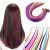 LeeWin 100 tråder 18" festfarger Hair Extensions I-Tip Pre-limt hår Langt rett hårstykke Syntetisk varmebestandig høydepunkt Fjær Micro Ring Hair Tilbehør