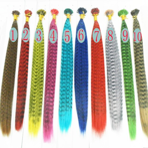 LeeWin 100pcs 18" Synthetic Feather Hair Mixed Color Feather Extensions I-tip Pre-bonde Hair Extensions Colorful Hair Feathers Extensions Long Straight Hair Feathers for Party Highlights Teen Girl