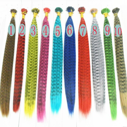 LeeWin 100pcs 18 "Pelo de plumas sintéticas Extensiones de plumas de color mixto Extensiones de pelo pre-bonde I-tip Extensiones de plumas de pelo de colores Plumas de pelo largo y liso para los aspectos más destacados de la fiesta Chica adolescente