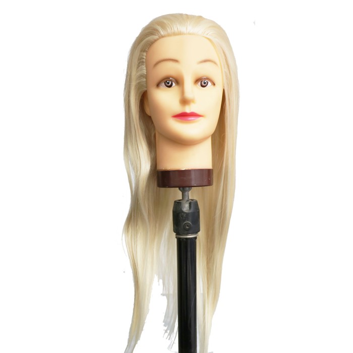 LeeWin Mannequin Head with Hair 16inches-24inches Long Synthetic Hair Styling Training Head Manikin Cosmetology Head Hair Female Europe Face Style