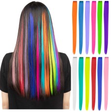 12 Pieces Colorful Hair Extensions Straight Multi-Color Clip-On Hair Extensions Colorful Rainbow Hair Extensions Suitable for Children Women Gifts Halloween Christmas Party Highlights 12 Pieces Colorful Hair Extensions Straight Multi-Color Clip-On Hair Extensions Colorful Rainbow Hair Extensions Suitable for Children Women Gifts Halloween Christmas Party Highlights