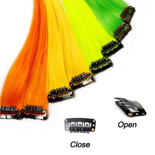 12PCS Colored Hair Extensions Straight Multi-color Clip in Hair Extensions Colorful Rainbow Hair Extensions for Kids Women Gifts Halloween Christmas Party Highlights