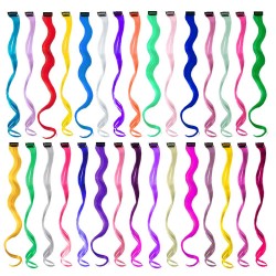 Extensiones de cabello de colores de 12 piezas Extensiones de cabello rizadas multicolores con clip Extensiones de cabello arcoíris coloridas para niños Regalos para mujeres Lo más destacado de la fiesta de Navidad de Halloween