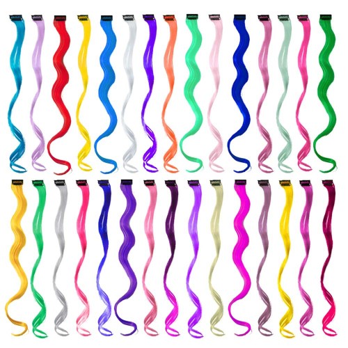Extensiones de cabello de colores de 12 piezas Extensiones de cabello rizadas multicolores con clip Extensiones de cabello arcoíris coloridas para niños Regalos para mujeres Lo más destacado de la fiesta de Navidad de Halloween