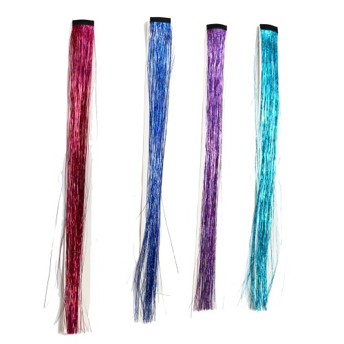 Clip in Tinsel Hair Extensions Heat Resistant Fairy Hair Tinsel Kit for Women Girls Hair Accessories Glitter for Christmas Halloween Cosplay Party