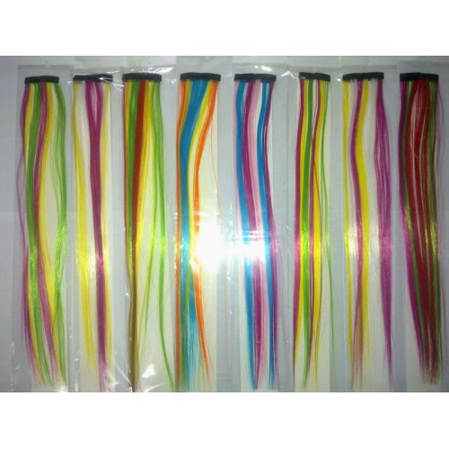 4PCS Colored Hair Extensions Straight Piano Color Clip in Hair Extensions Colorful Rainbow Hair Extensions for Kids Women Gifts Halloween Christmas Party Highlights