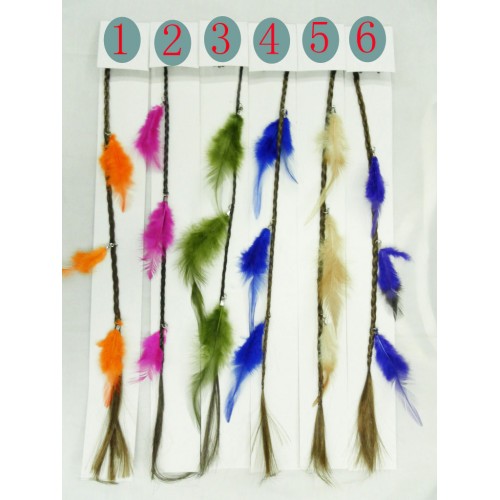 Clip de caimán Retro Cilíndrico con cuentas de seis colores Pluma de perlas Pluma de caña Pluma compuesta Extensiones de cabello