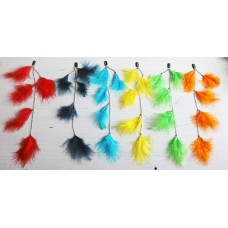 Metal chain with clip, six-color reed feather floating hair print stripes, pre-bonded synthetic hair, composite feather extensions