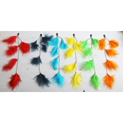 Cadena de metal con clip de seis colores Pluma de caña Rayas flotantes estampadas para el cabello Cabello sintético preadherido Extensiones compuestas para el cabello con plumas