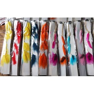 6-Color Metal Clip Feather Hair Extensions 16 Inch Pre-Bonded Synthetic