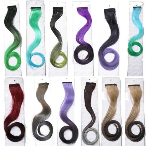 LeeWin Curly Print Ombre Clip-On Hair Extensions 12 Pieces/Set Children's Clip-On Hair Extensions Set Girls' Hair Extensions