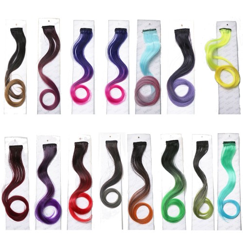 LeeWin Curly Print Ombre Clip-On Hair Extensions 12 Pieces/Set Children's Clip-On Hair Extensions Set Girls' Hair Extensions