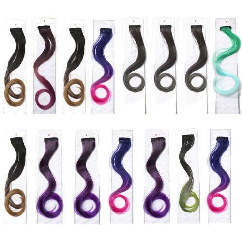 LeeWin Curly Print Ombre Clip-On Hair Extensions 12 Pieces/Set Children's Clip-On Hair Extensions Set Girls' Hair Extensions