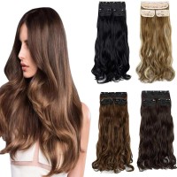 LeeWin Women's Long Wavy Curl Clip-in Hair Extensions 3-Piece/Socket Hair Extensions Synthetic Hair Sheet LeeWin Women's Long Wavy Curl Clip-in Hair Extensions 3-Piece/Socket Hair Extensions Synthetic Hair Sheet