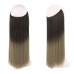 LeeWin Extensiones de cabello liso con clips de seguridad extraíbles de alambre transparente invisible para mujer
