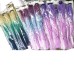 LeeWin Ombre Colored Small Three Strands Braids Extensiones de cabello con bandas de goma Peinados sintéticos trenzados con arcoíris Cola de caballo para mujeres, niños y niñas Doblar 24 pulgadas 2 piezas/paquete