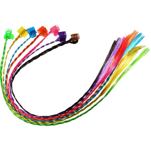 Accessorio per capelli intrecciati monocromatici LEEWIN a 9 colori, accessorio per capelli intrecciati arcobaleno con clip, adatto per spettacoli per bambini, costumi per feste di gioco di ruolo di Halloween per ragazze