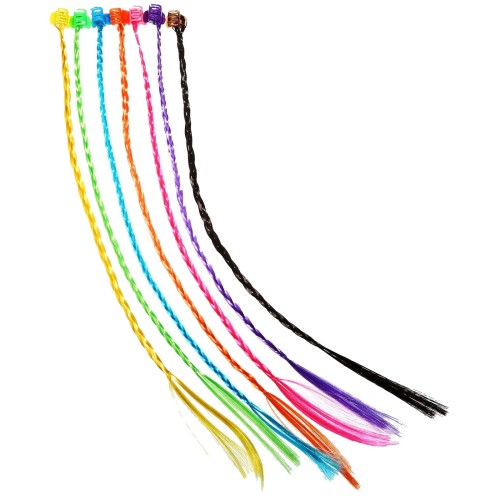 Accessorio per capelli intrecciati monocromatici LEEWIN a 9 colori, accessorio per capelli intrecciati arcobaleno con clip, adatto per spettacoli per bambini, costumi per feste di gioco di ruolo di Halloween per ragazze