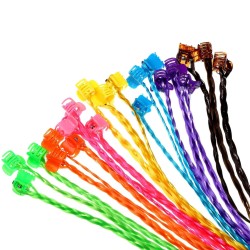 LeeWin Single 9 colores Trenzas de colores Extensiones de cabello con broches de clip Accesorios de cabello trenzado arcoíris para niños Actuación Niños Niñas Fiesta de cosplay de Halloween Vestirse