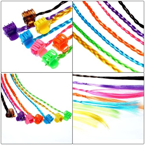 Accessorio per capelli intrecciati monocromatici LEEWIN a 9 colori, accessorio per capelli intrecciati arcobaleno con clip, adatto per spettacoli per bambini, costumi per feste di gioco di ruolo di Halloween per ragazze