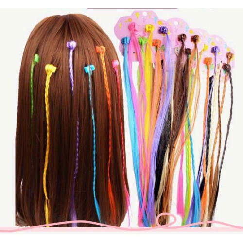 Accessorio per capelli intrecciati monocromatici LEEWIN a 9 colori, accessorio per capelli intrecciati arcobaleno con clip, adatto per spettacoli per bambini, costumi per feste di gioco di ruolo di Halloween per ragazze