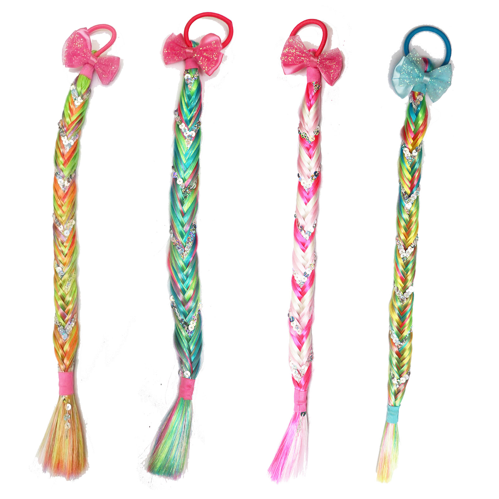 Leewin Estensioni Capelli a Treccia a Spina di Pesce Colorate Anime con Paillettes e Fiocco per Donne e Ragazze Leewin Estensioni Capelli a Treccia a Spina di Pesce Colorate Anime con Paillettes e Fiocco per Donne e Ragazze