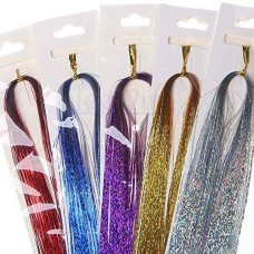 Accesorios para el cabello 12 colores 2400 hebras juego de extensión de cabello accesorios para el cabello de niñas con purpurina Navidad Año Nuevo Juego de rol de Halloween