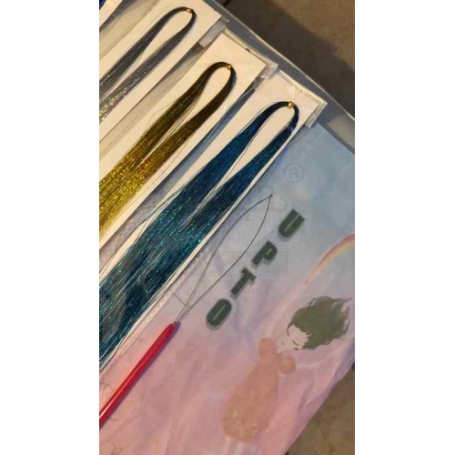 Botella para el cabello Kit de hojalata de extensión para el cabello de 12 colores y 2400 hebras con purpurina para mujeres y niñas Accesorios para el cabello para Navidad Año nuevo Halloween Parte de cosplay