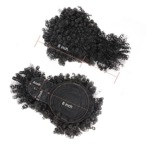 Afro Puff Ponytail Wigs for Black Women Kinky Curly Afro Puff Drawstring Ponytail With Curly Hair Bangs Grey Afro Ponytail for Natural Hair Wigs for Women