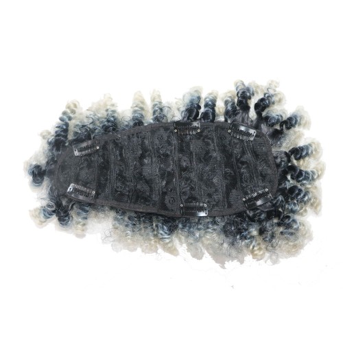 Bolso de peluca africana Mohawk esponjosa con flequillo y flequillo corto Peluca sintética Jerry Curly Sin cordón Corbata para el pelo con cola de caballo - con clip de 6BB