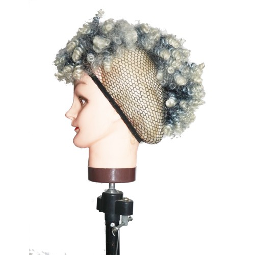 Bolso de peluca africana Mohawk esponjosa con flequillo y flequillo corto Peluca sintética Jerry Curly Sin cordón Corbata para el pelo con cola de caballo - con clip de 6BB