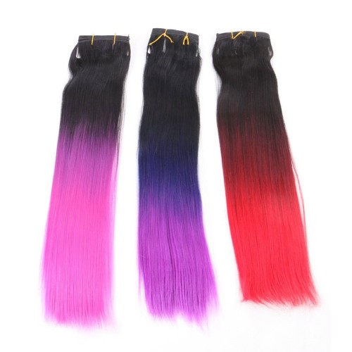 Extensiones de tejido capilar sintético de fibra de alta temperatura con trama de cabello de estilo liso LeeWin