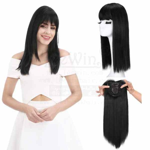 Accessori per capelli lisci da donna con frangia, accessori per capelli con corona a clip, accessori per capelli in fibra chimica, ritocchi per parrucche sintetiche, blocchi per capelli